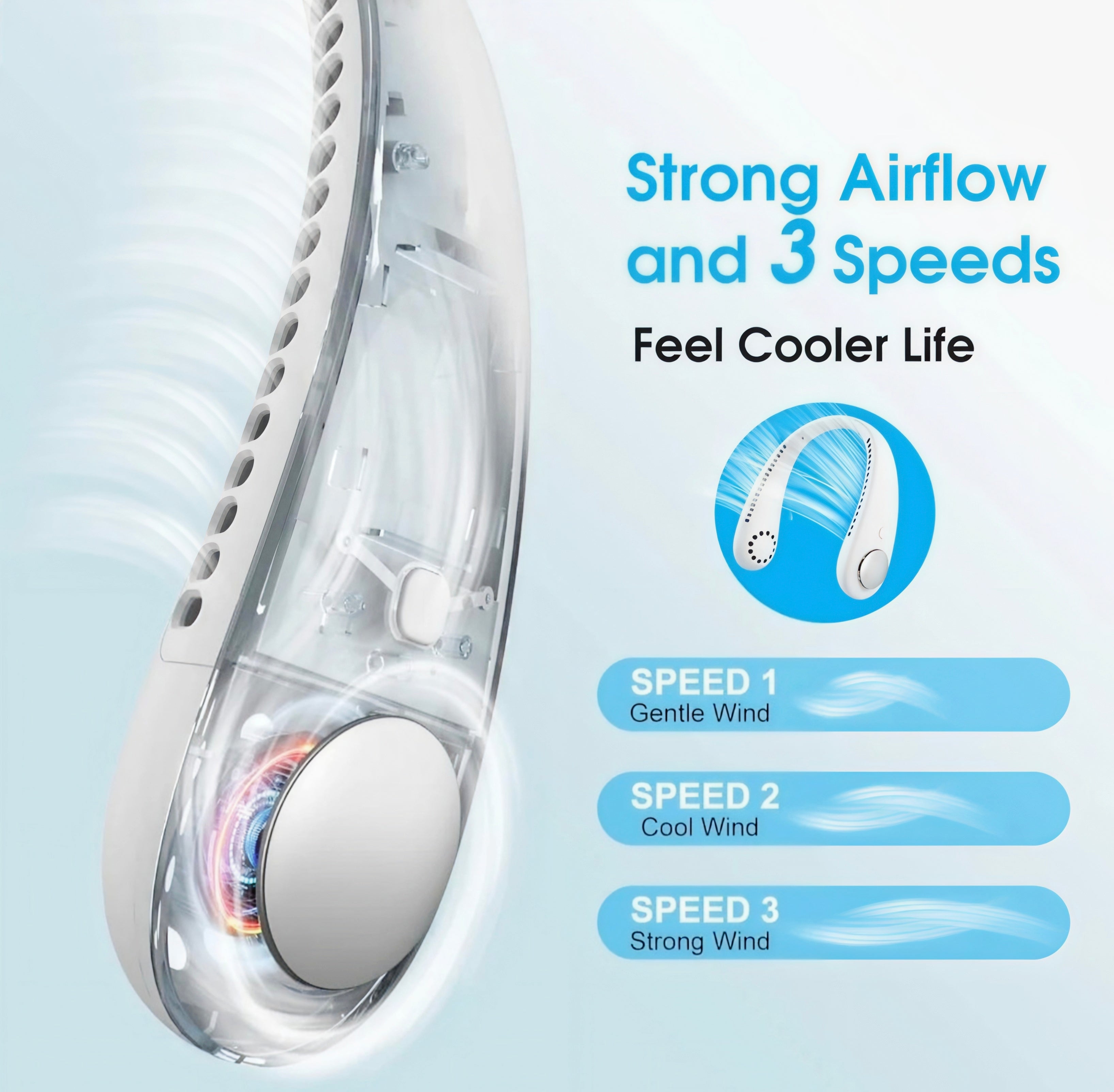 ❄️ ArcticBreeze Portable Neck Air Fan – Hands-Free Cooling Anywhere, Anytime! 🔋🌬️