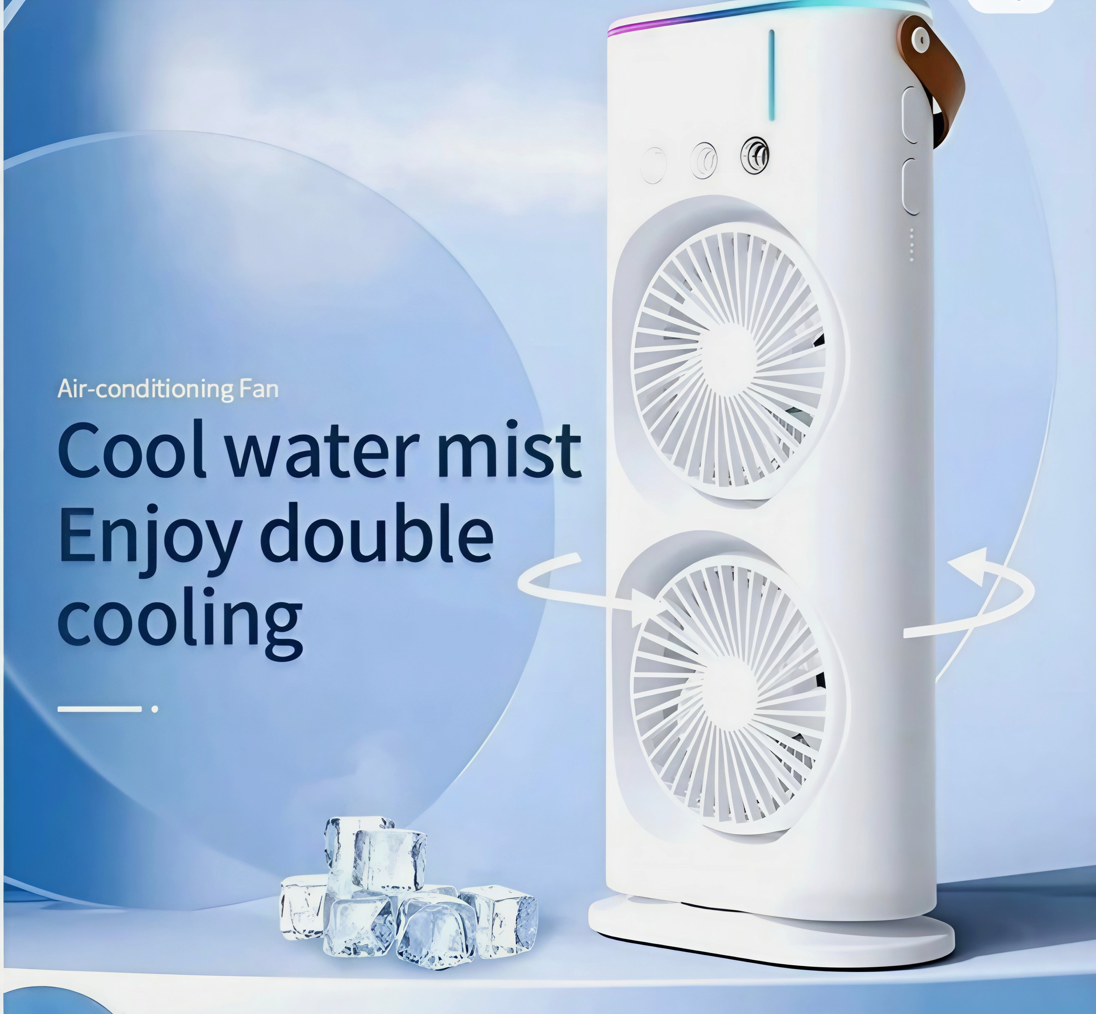 2-in-1 Portable Dual Cooling Fan ❄️💨 with RGB Lights 🌈 | Rechargeable Mini Air Cooler 🔋 for Home 🏠, Office 💼 & Travel ✈️