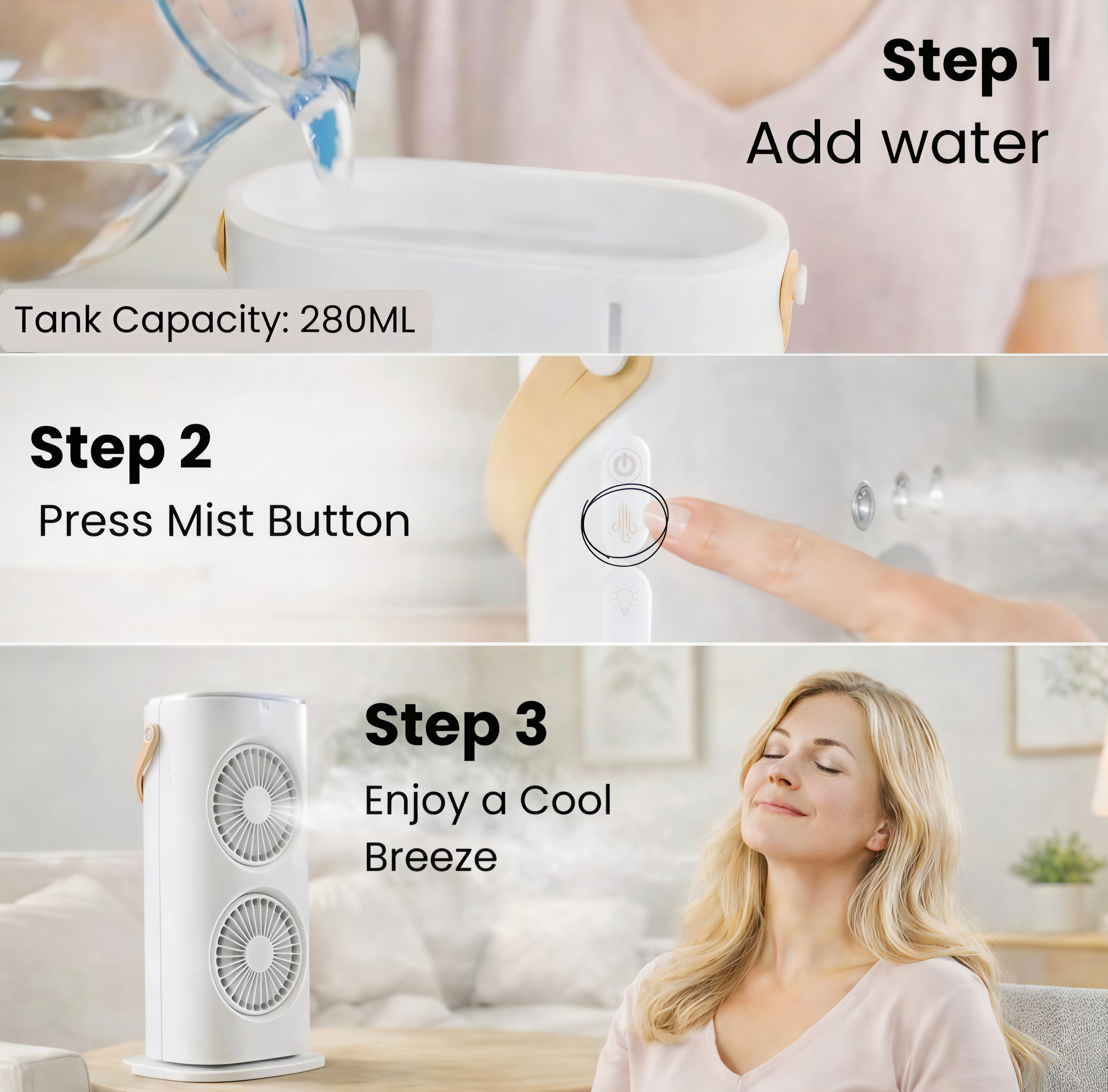 2-in-1 Portable Dual Cooling Fan ❄️💨 with RGB Lights 🌈 | Rechargeable Mini Air Cooler 🔋 for Home 🏠, Office 💼 & Travel ✈️