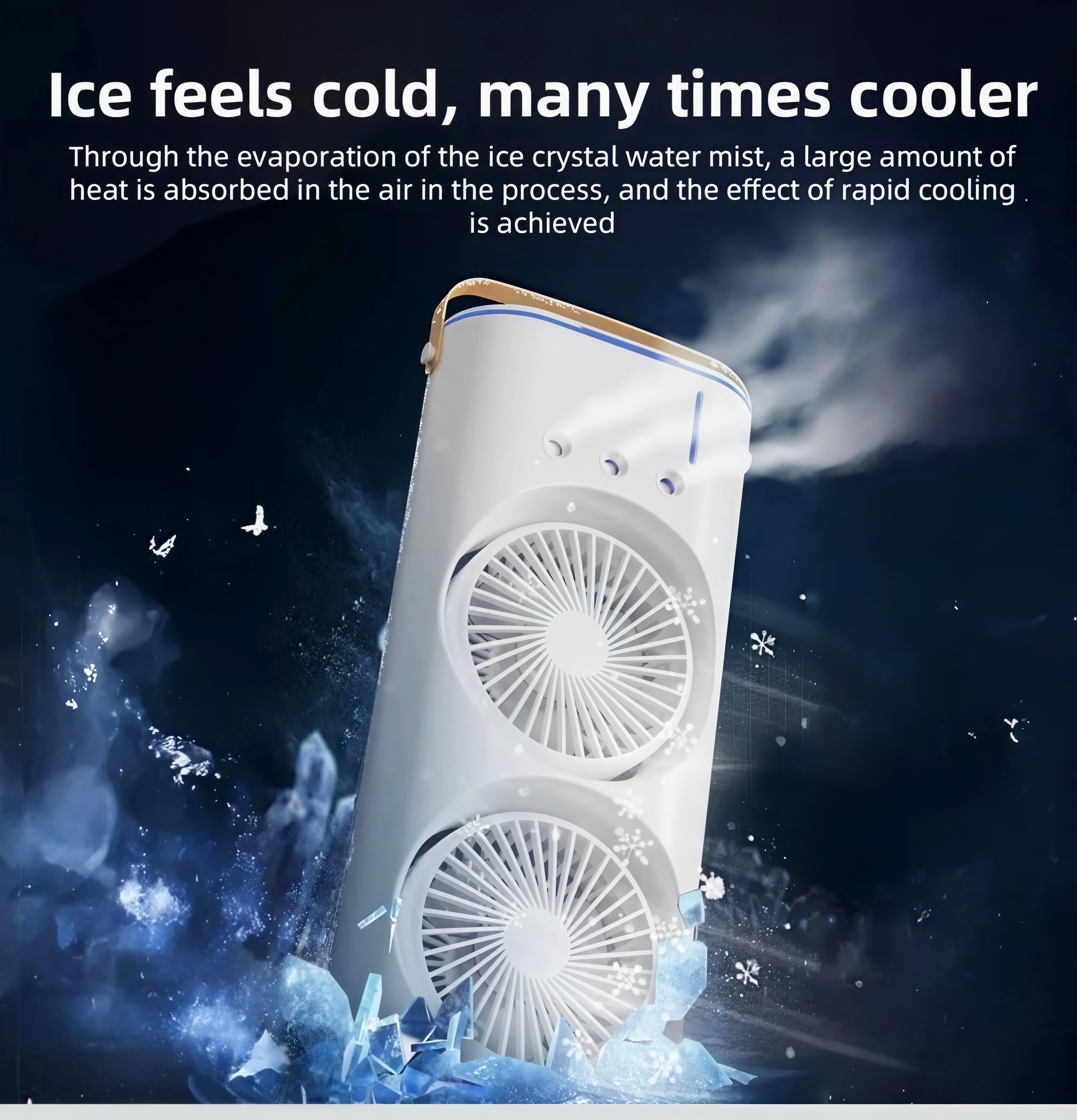 2-in-1 Portable Dual Cooling Fan ❄️💨 with RGB Lights 🌈 | Rechargeable Mini Air Cooler 🔋 for Home 🏠, Office 💼 & Travel ✈️
