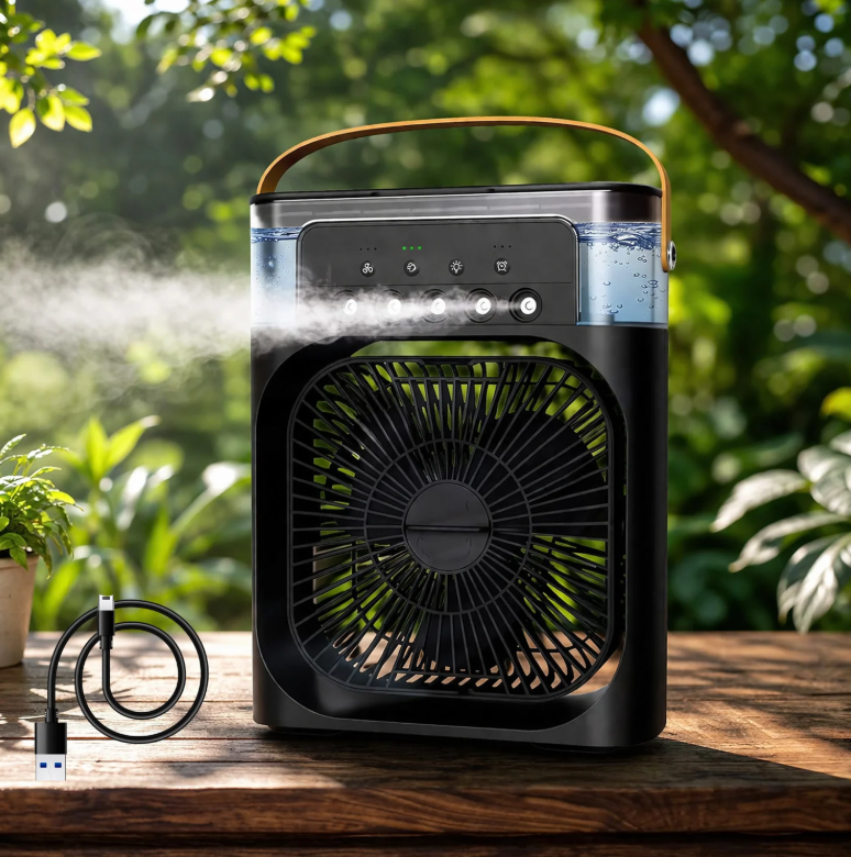 Portable Mini Air Cooler – Personal USB Cooling Fan with Water Mist | Quiet & Energy Efficient