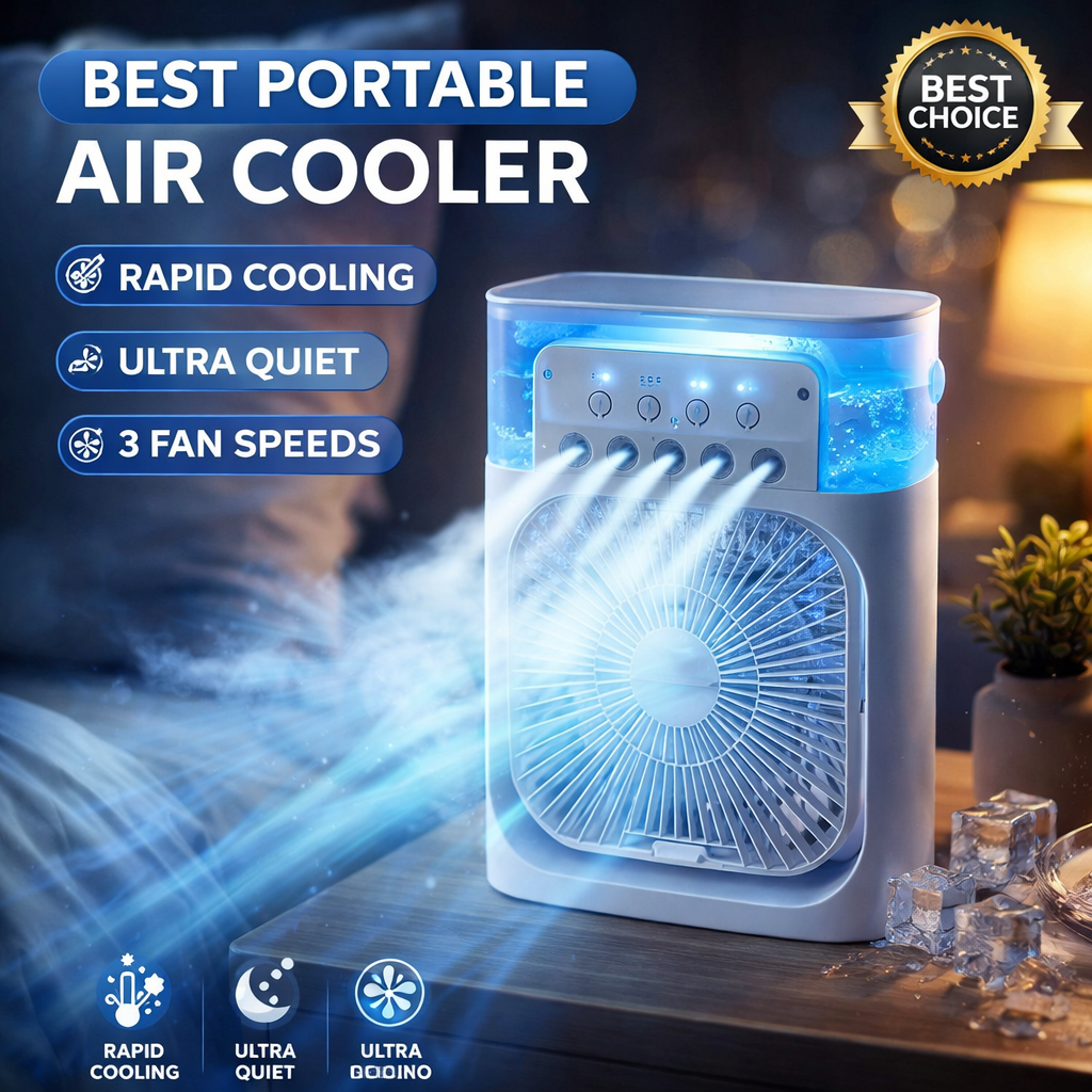 Portable Mini Air Cooler – Personal USB Cooling Fan with Water Mist | Quiet & Energy Efficient