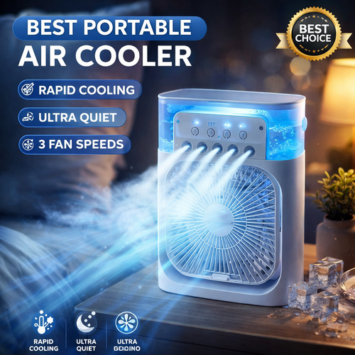 Portable Mini Air Cooler – Personal USB Cooling Fan with Water Mist | Quiet & Energy Efficient