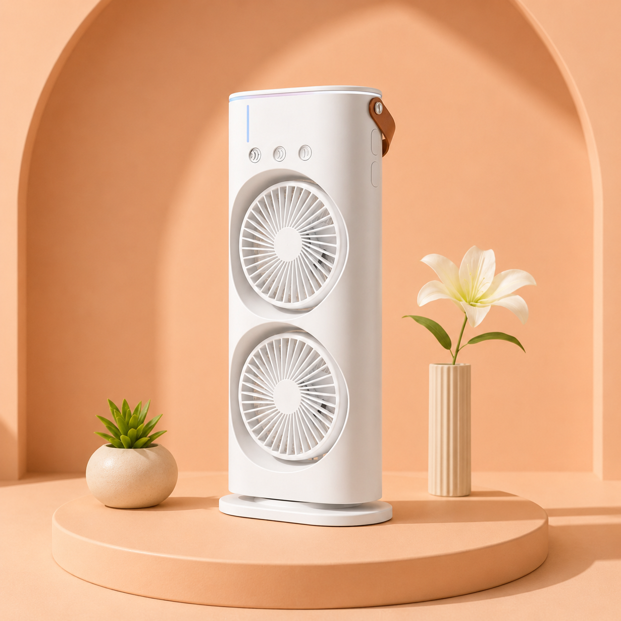 2-in-1 Portable Dual Cooling Fan ❄️💨 with RGB Lights 🌈 | Rechargeable Mini Air Cooler 🔋 for Home 🏠, Office 💼 & Travel ✈️